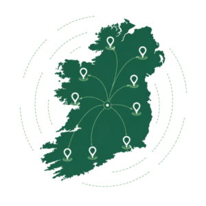 Image of Ireland with multiple map pinpoints