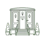 icon style image of wedding toilets